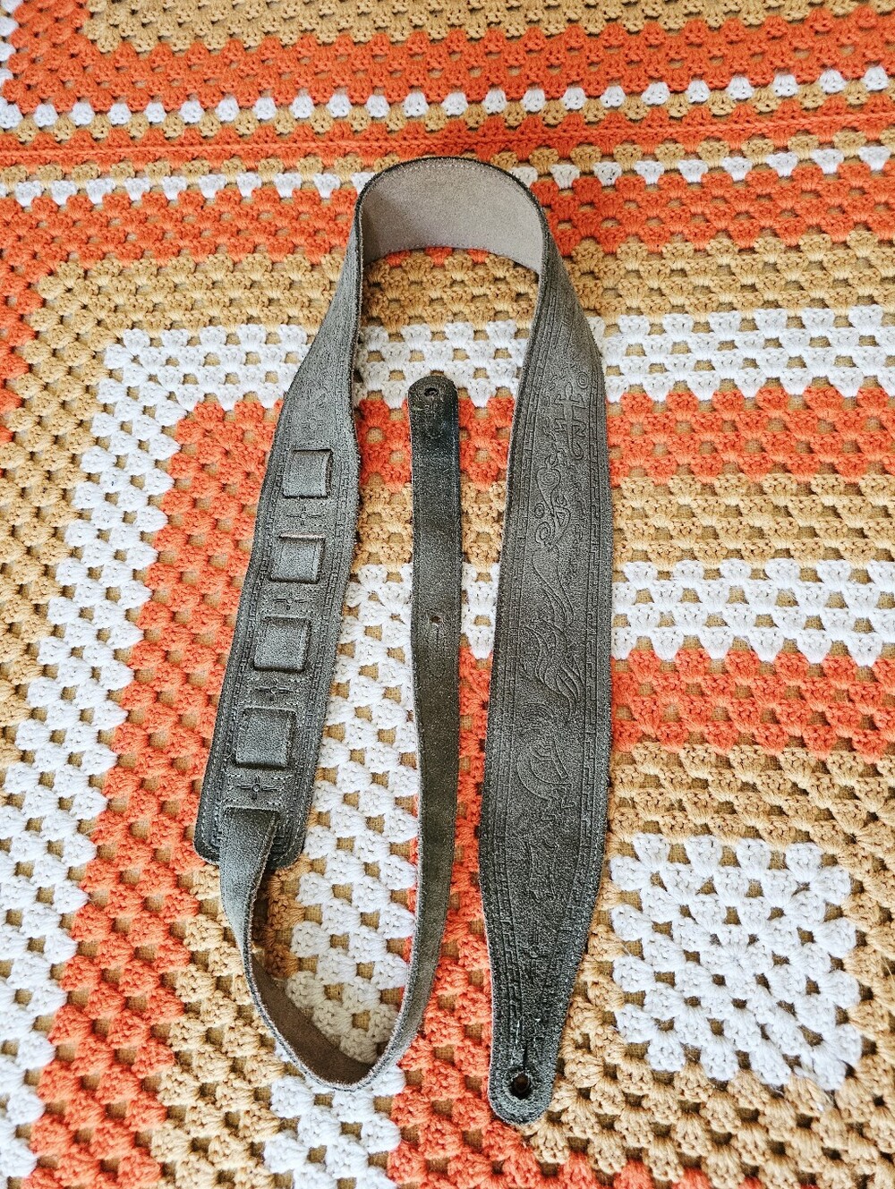 Levy's Leathers Green Suede Guitar Strap Embossed Kokopelli Southwestern Tribal